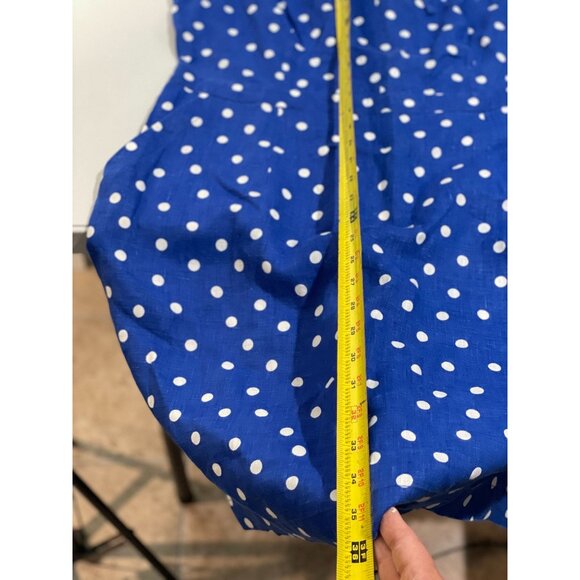 Boden Blue & White Polka Dot Linen Dress With Pockets Size 12R - Picture 12 of 13